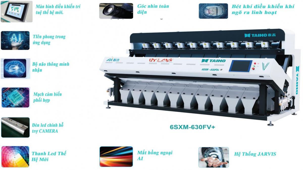 máy tách màu cho Gạo 10 máng